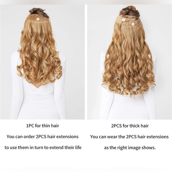 REECHO 20" 1-pack 3/4 Full Head Curly Wave Clips in on Synthetic Hair Extensions - Picture 9 of 11